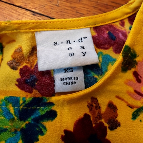 A New Day Yellow Dress Floral Sleeveless size xsmall - elastic waist; summer - Picture 2 of 7